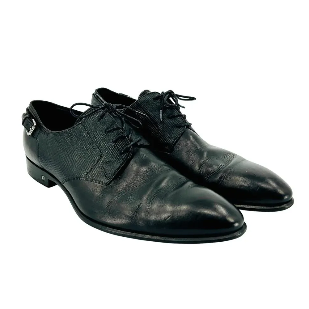 Louis Vuitton Black Epi Leather Buckle Detail Derby Dress Shoes